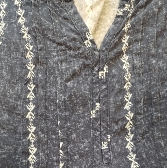 Sonoma Women M V Neck Pleaded Linen Blend Top Blouses for Office Work Business  - Picture 7 of 12